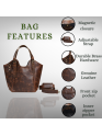 Women's Handbag Buffalo Leather Tote Hobo Bag Business Crossbody Shoulder Purse